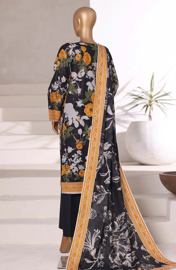 Printed Khaddar Stitched 3 Piece Suit – Design 07(Black) | SBD25KHD | Winter Collection 2025 |