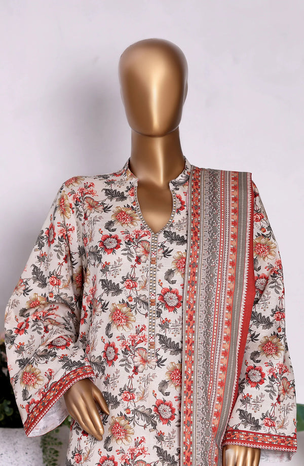 Printed Khaddar Stitched 3 Piece Suit – Winter Collection 2025