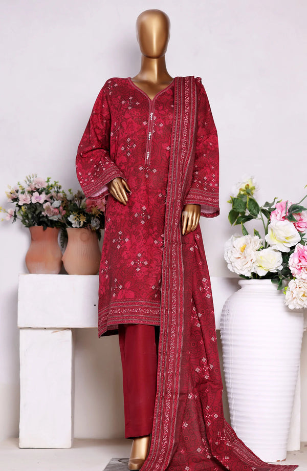 Printed Khaddar Stitched 3 Piece Suit  – Winter Collection 2025