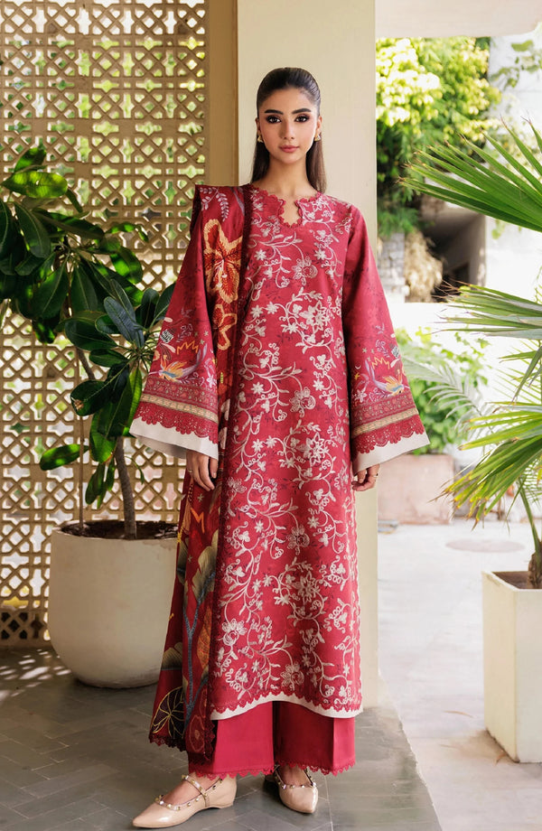 Embroidered Winter Fabric 3-Piece Unstitched Suit (Red) | Winter Whispers Collection 2025