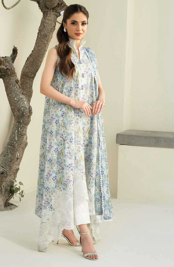 Embroidered Lawn Unstitched 3 Piece Suit - FFP 05 Elea - FF25PL - Light Blue - Summer Collection